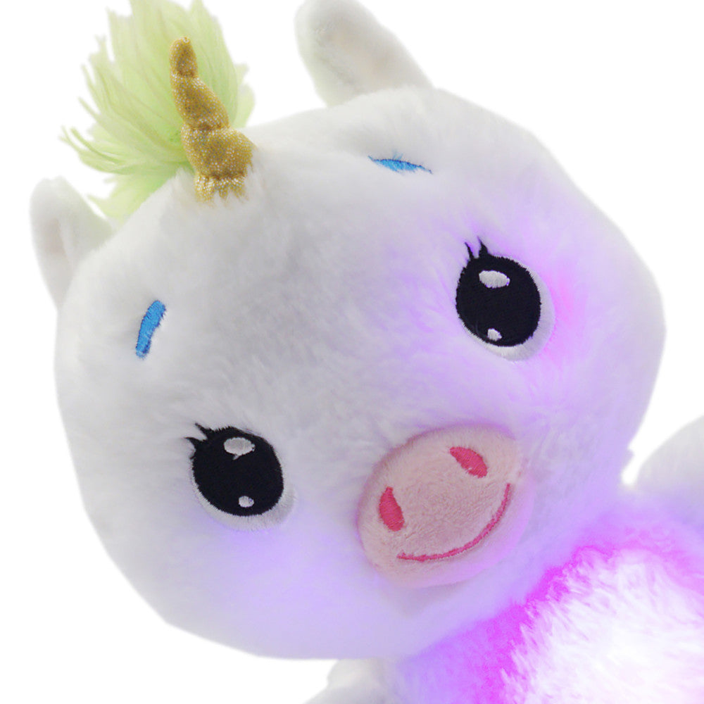 Happy Nappers: Lullabrites Unicorn - Musical Light Up Bedtime Plush - White & Green