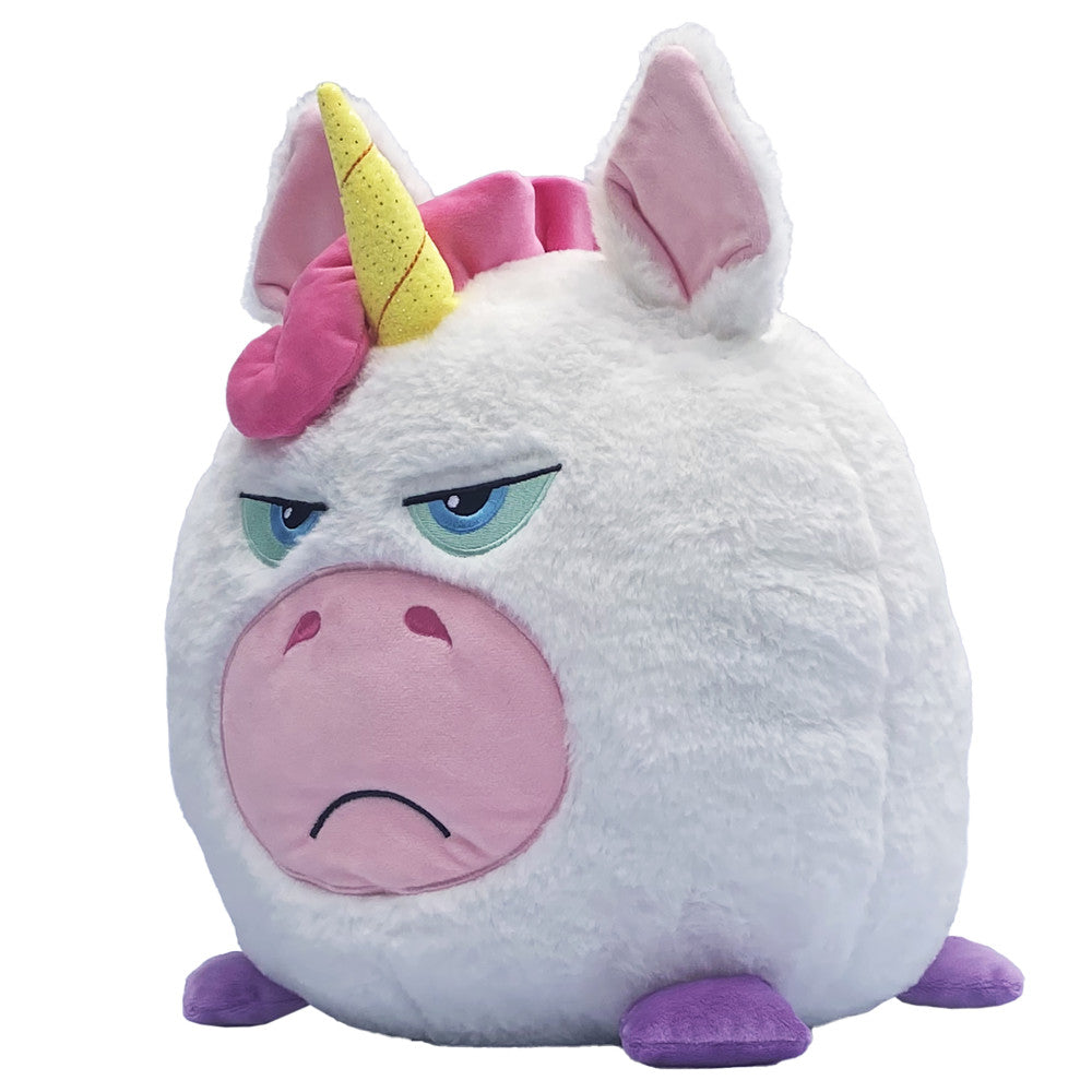 Hangry Petz: Luna Unicorn - 12" White-Pink-Purple Animal Plush, Squeeze For Sounds