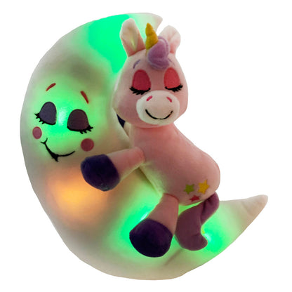 Happpy Nappers: Lullabrites Moon Pet - Unicorn - Pink-Purple - Light & Sounds Plush