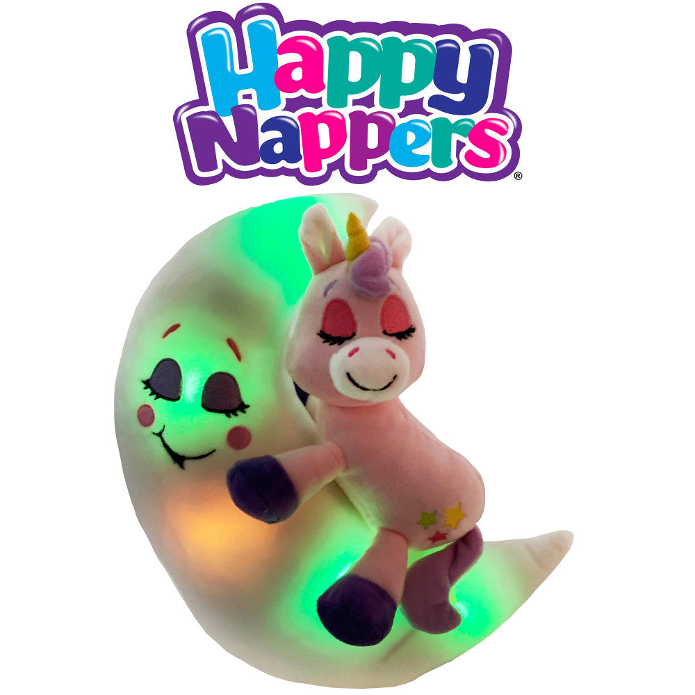 Happpy Nappers: Lullabrites Moon Pet - Unicorn - Pink-Purple - Light & Sounds Plush