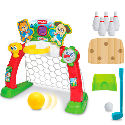 Winfun: 4-In-1 Sports Center - 4 Modes: Soccer, Basketball, Bowling, & Golf, LED Screen, Ages 18mo+