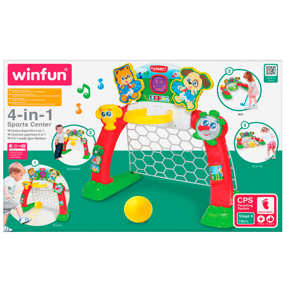 Winfun: 4-In-1 Sports Center - 4 Modes: Soccer, Basketball, Bowling, & Golf, LED Screen, Ages 18mo+