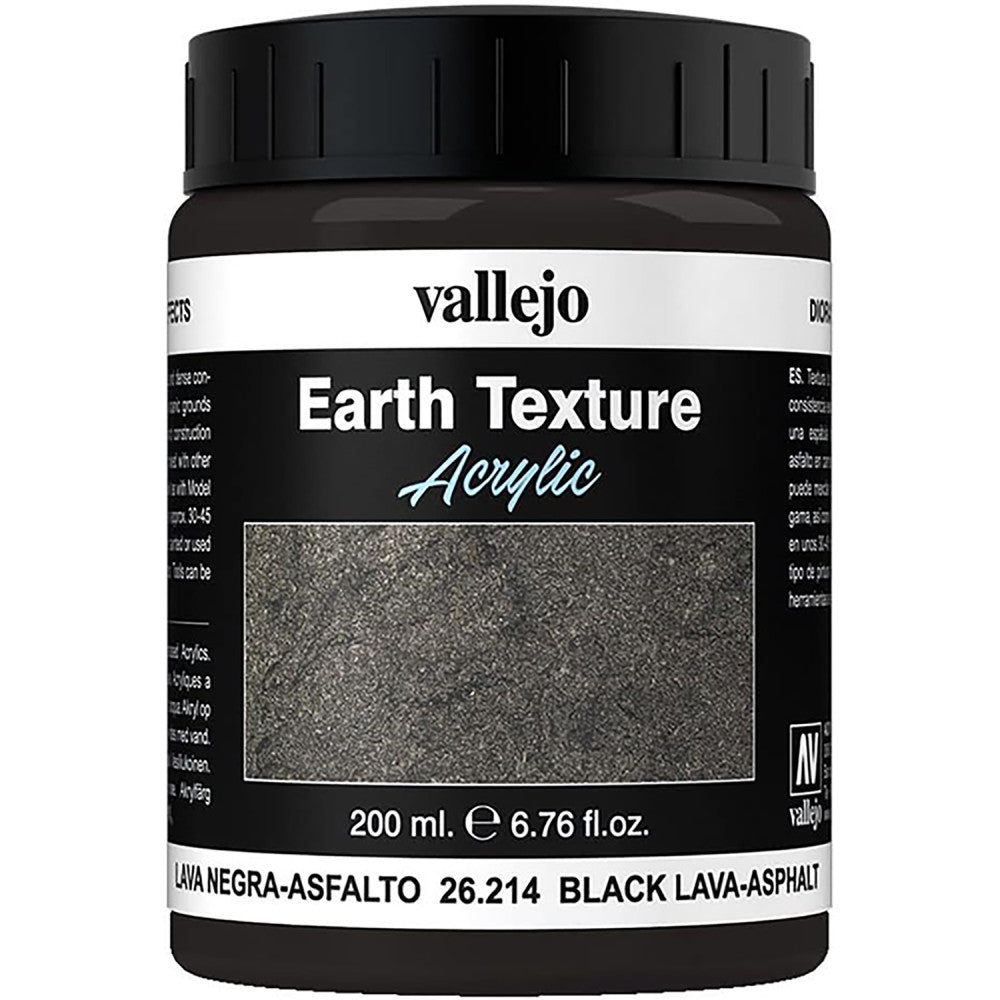 Vallejo Stone Textures Black Lava Acrylic Paint - 6.79 oz (200ml)