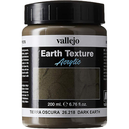 Vallejo Texture Acrylic Paint - Dark Earth 26218 - 6.79 oz (200ml)