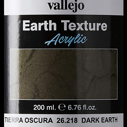 Vallejo Texture Acrylic Paint - Dark Earth 26218 - 6.79 oz (200ml)