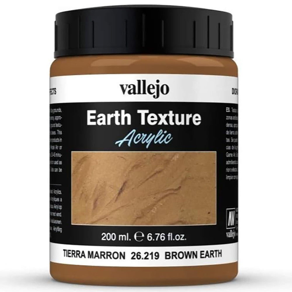 Vallejo Texture Acrylic Paint - Brown Earth 26219 - 6.79oz (200ml)