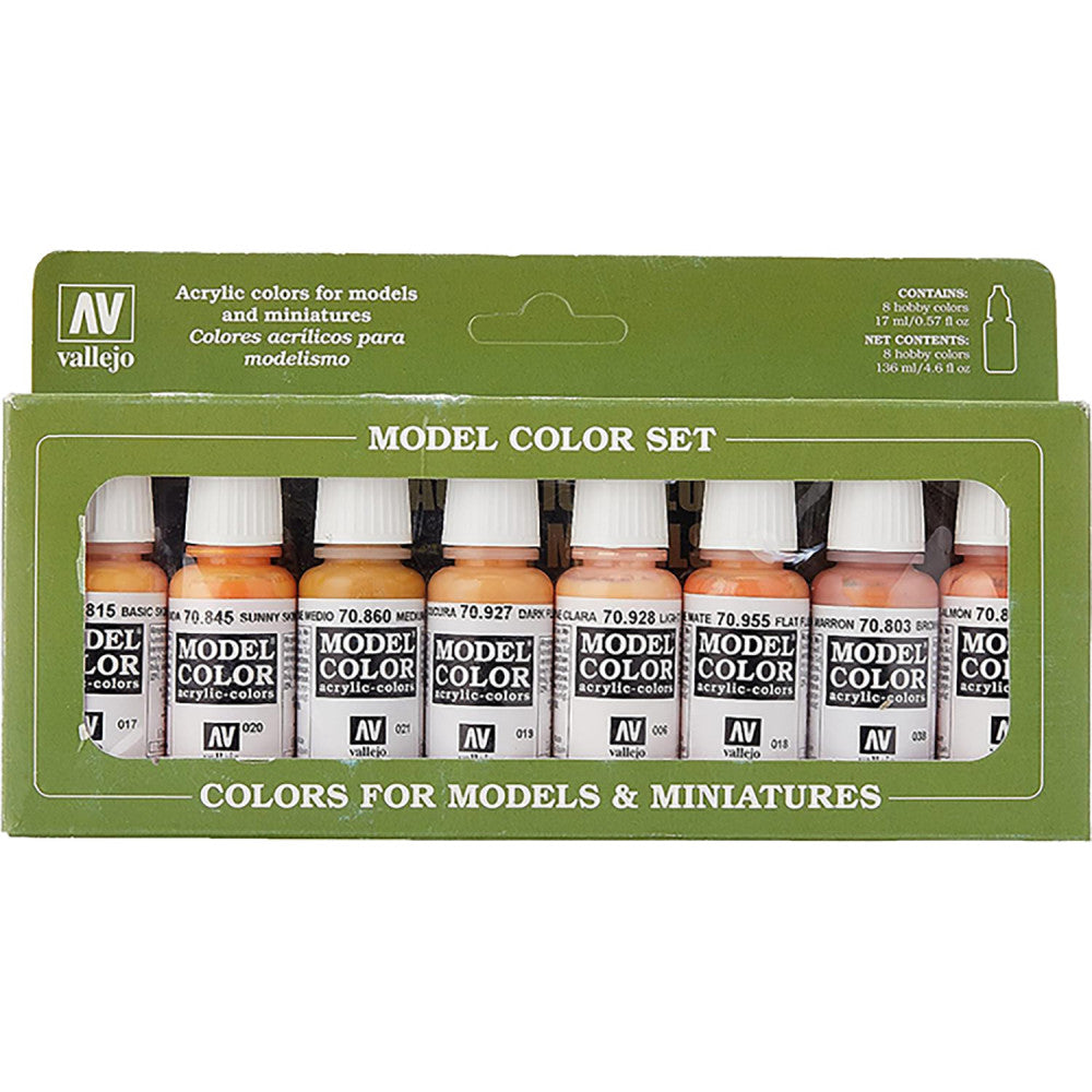 Vallejo Model Color Set - Face & Skin Tones, 8 Premium Paints