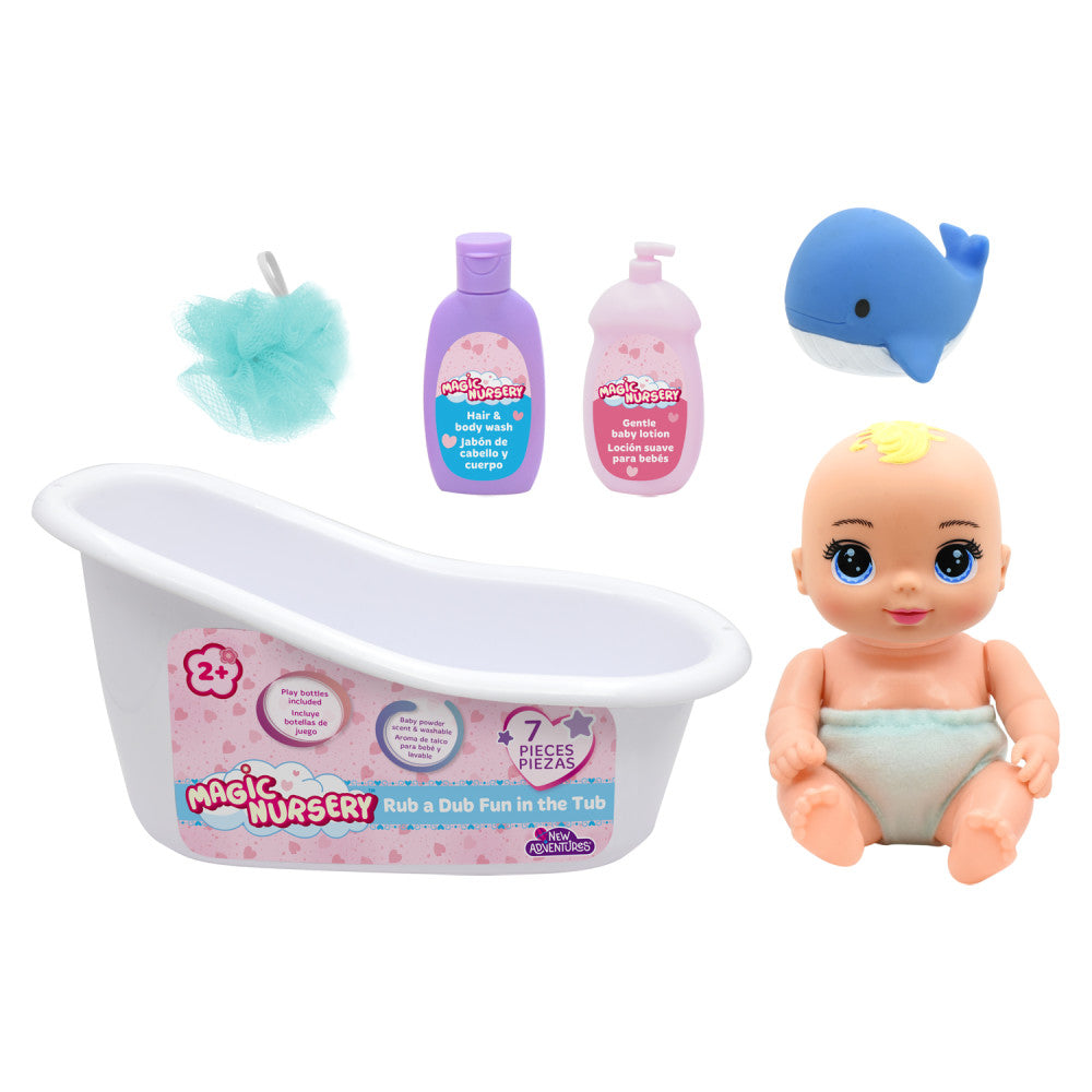 Magic Nursery 8" Poseable Baby Doll with Bathtub Set