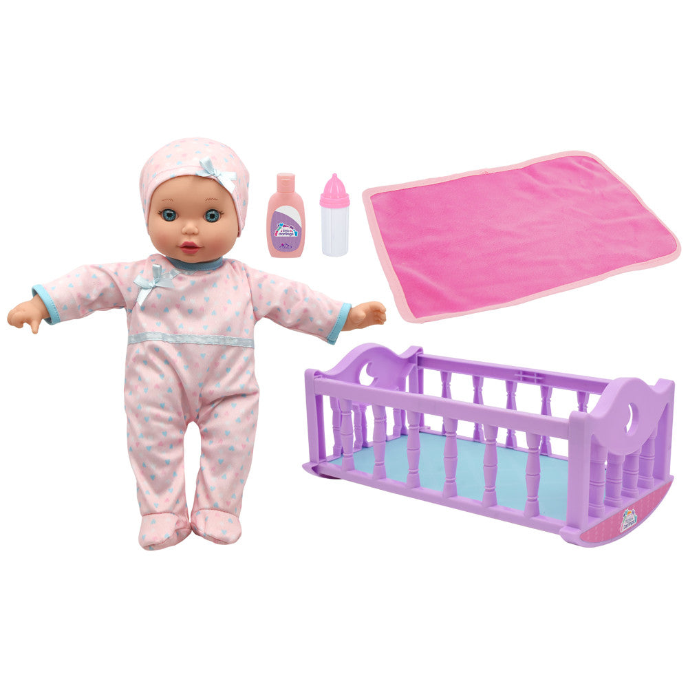 Little Darlings 12-inch Crib Time Fun Doll Playset