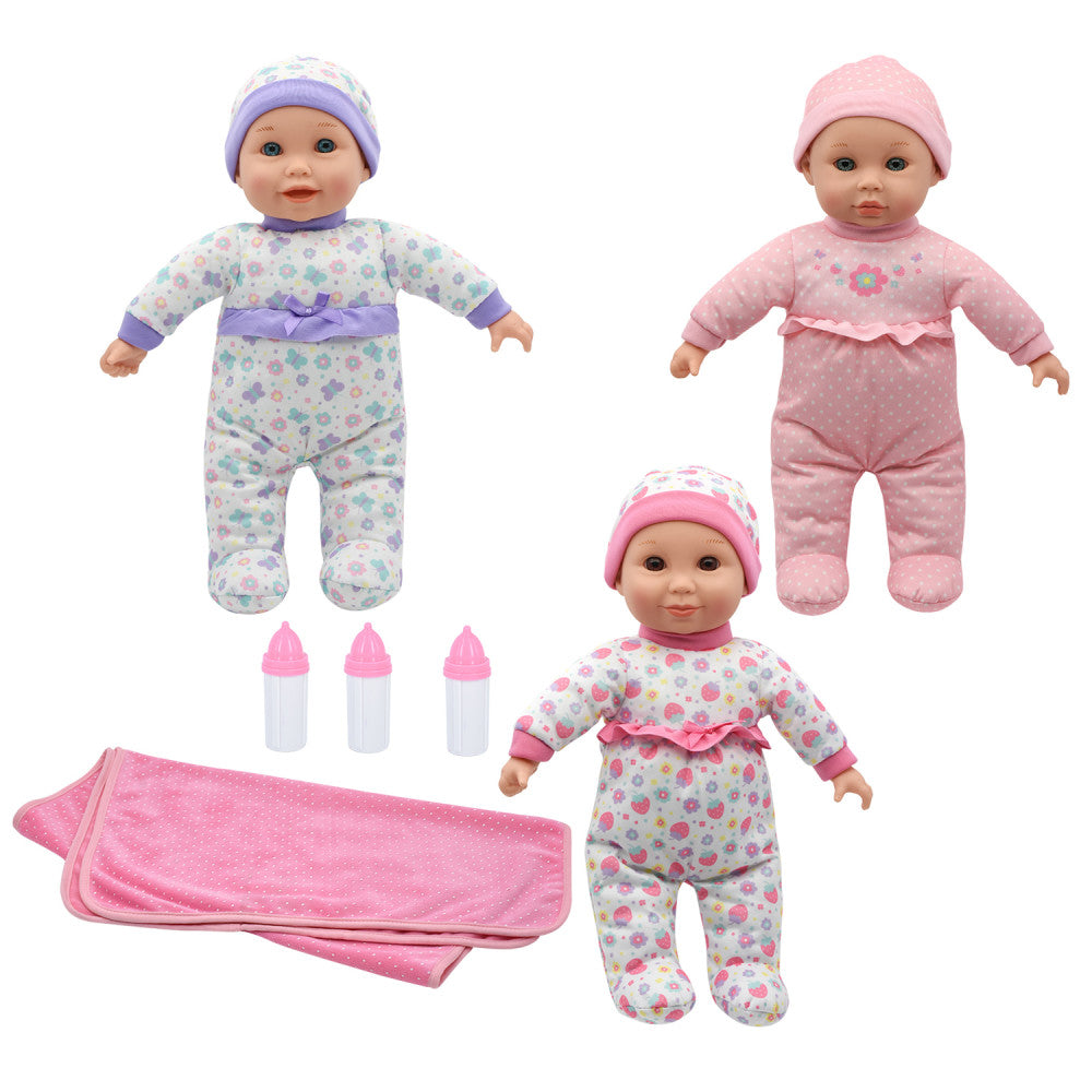 Cuddle Kids 14" Talking Triplets Doll Set - Interactive Pretend Play for Ages 2+