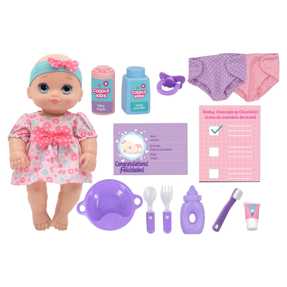 Cuddle Kids 10-inch Play All Day Baby Doll Set - 17 Pieces