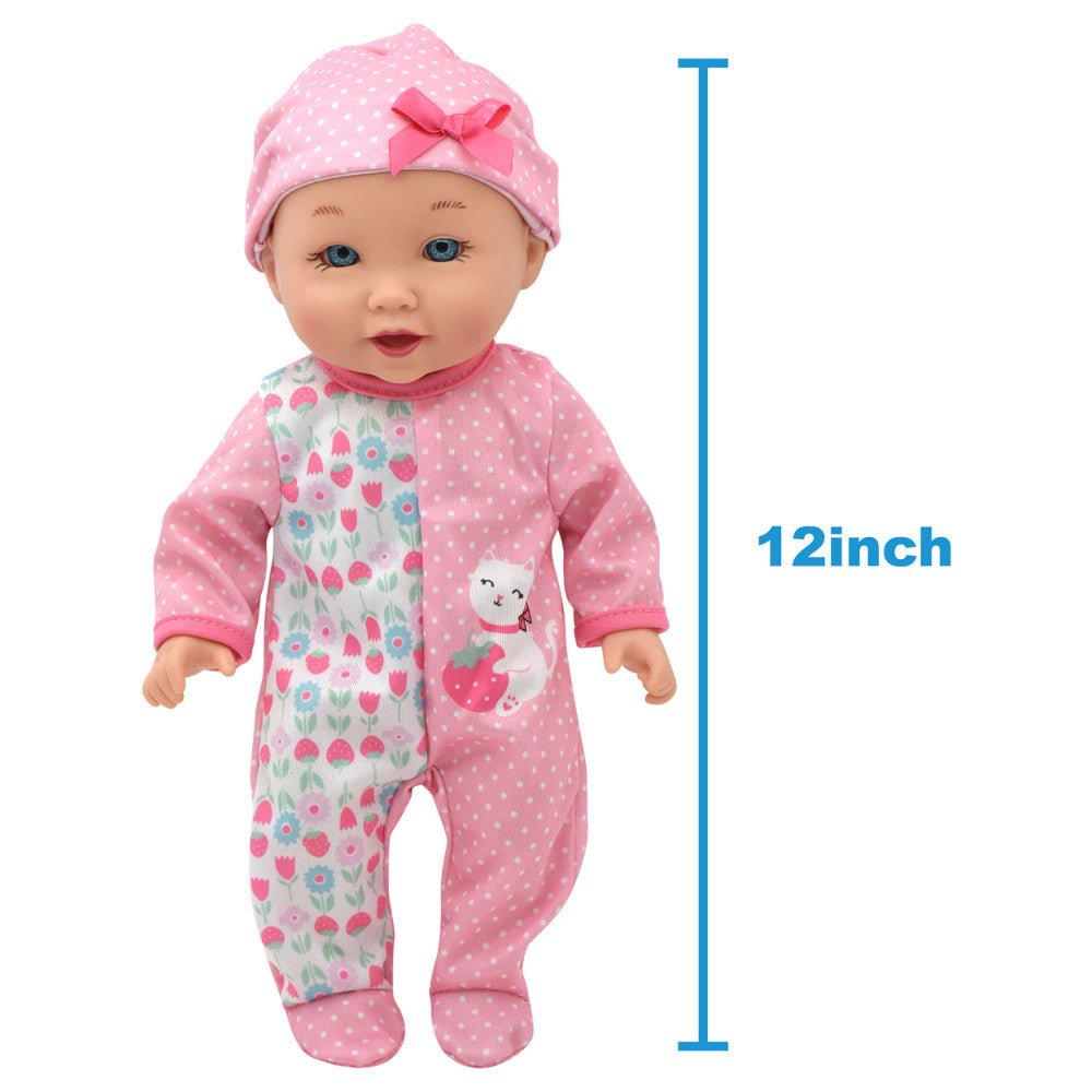 Little Darlings: 12" Talking Playtime Doll - Pink, Strawberry, Kitty - Kids Age 2+