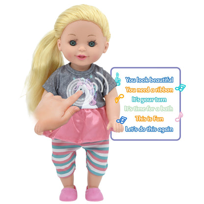 Lil Tots: 14" Talking Pet Grooming Playset - Doll, Pink-Grey-Green-Unicorn, Kids Ages 3+