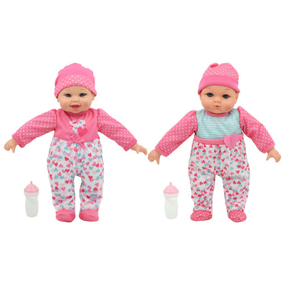 Little Darlings: 12" Talking Twins - Pink, Teal, Hearts - 2 Soft Body Baby Dolls, Kids Ages 2+