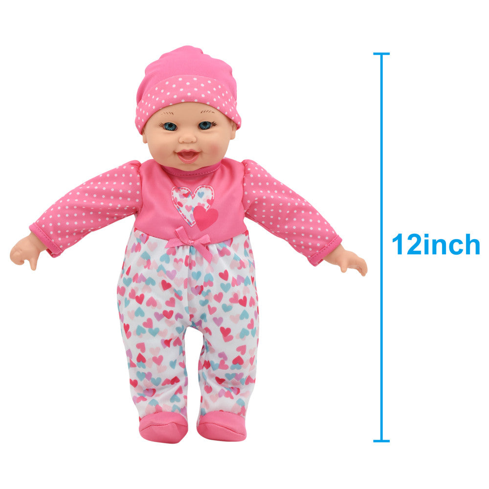 Little Darlings: 12" Talking Twins - Pink, Teal, Hearts - 2 Soft Body Baby Dolls, Kids Ages 2+