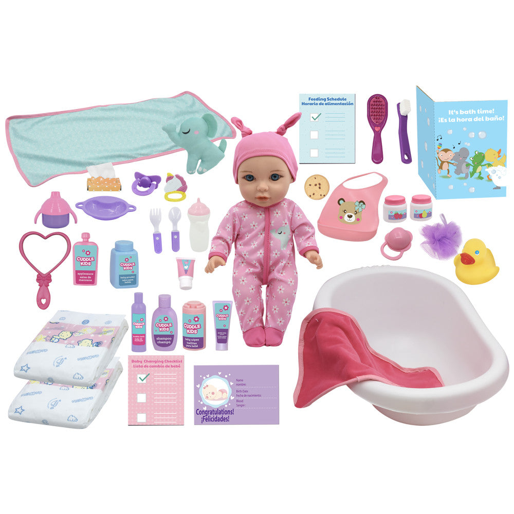 Little Darlings 15-inch Baby Doll - Deluxe Feed & Care Playset