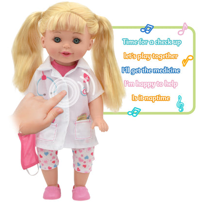 Lil Tots: Talking Doctor Playset - 14" Blonde Doll - Pink & White