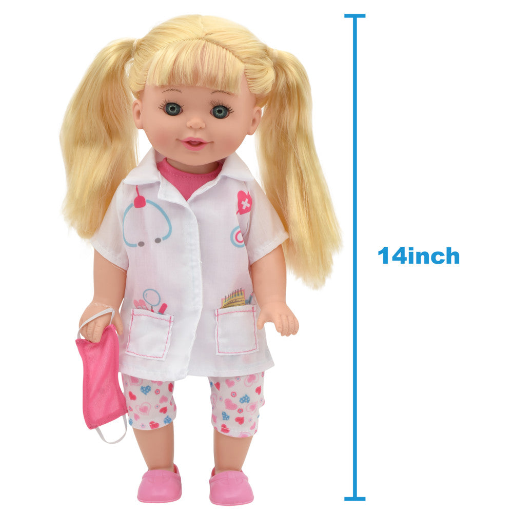 Lil Tots: Talking Doctor Playset - 14" Blonde Doll - Pink & White