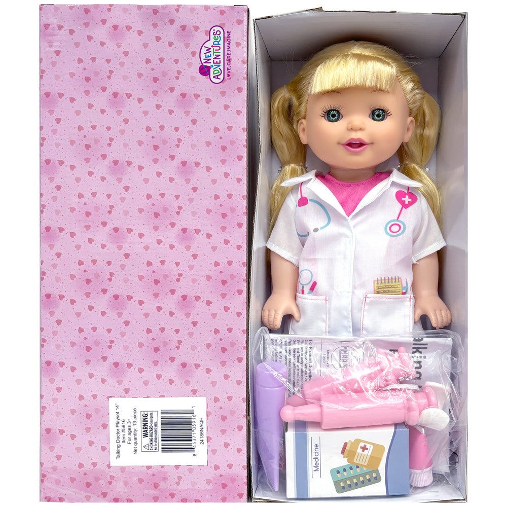 Lil Tots: Talking Doctor Playset - 14" Blonde Doll - Pink & White