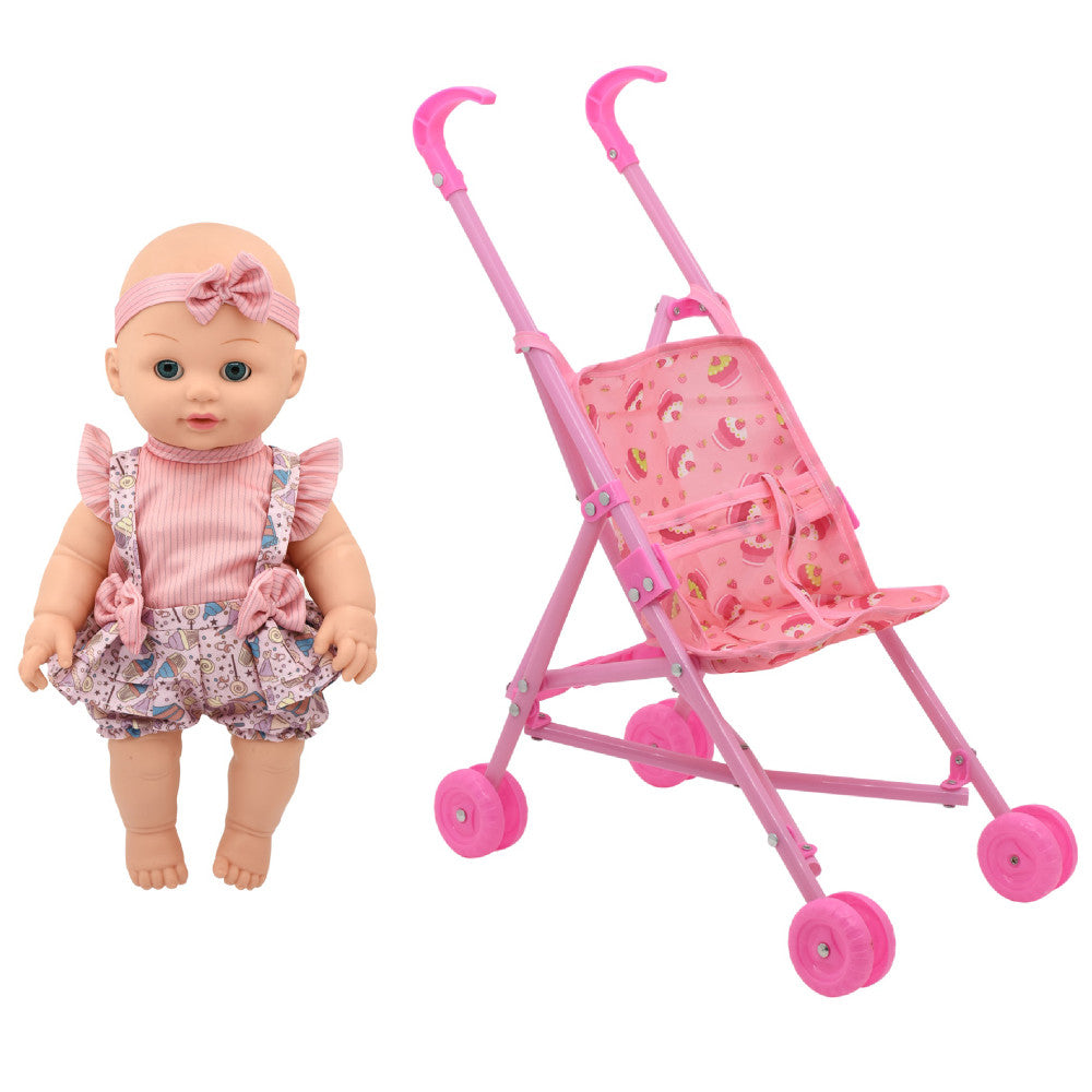 Little Darlings: Out For A Stroll - Cupcake Lollipop Pink & Blue Outfit