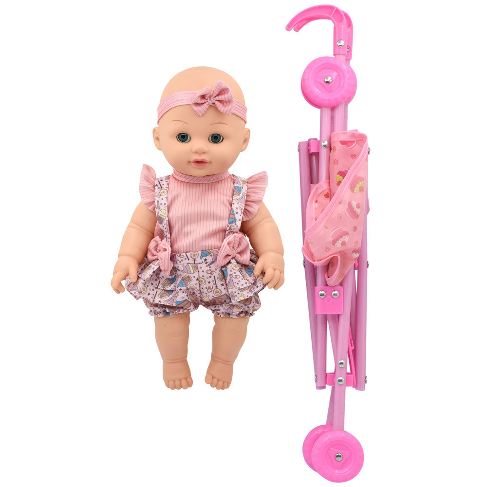 Little Darlings: Out For A Stroll - Cupcake Lollipop Pink & Blue Outfit