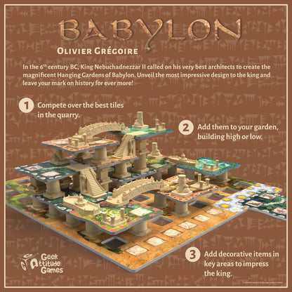 Synapses Games: Babylon - Tile Placement Board Game, 3D Landscape, Ages 8+, 2-4 Players