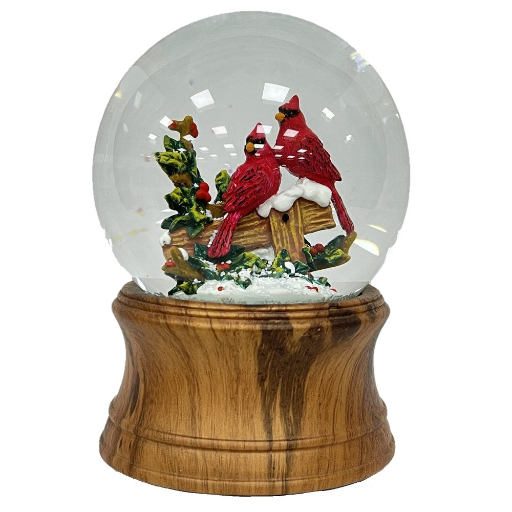 Ashfield & Harkness Woodland Cardinal Pair Musical Snow Globe