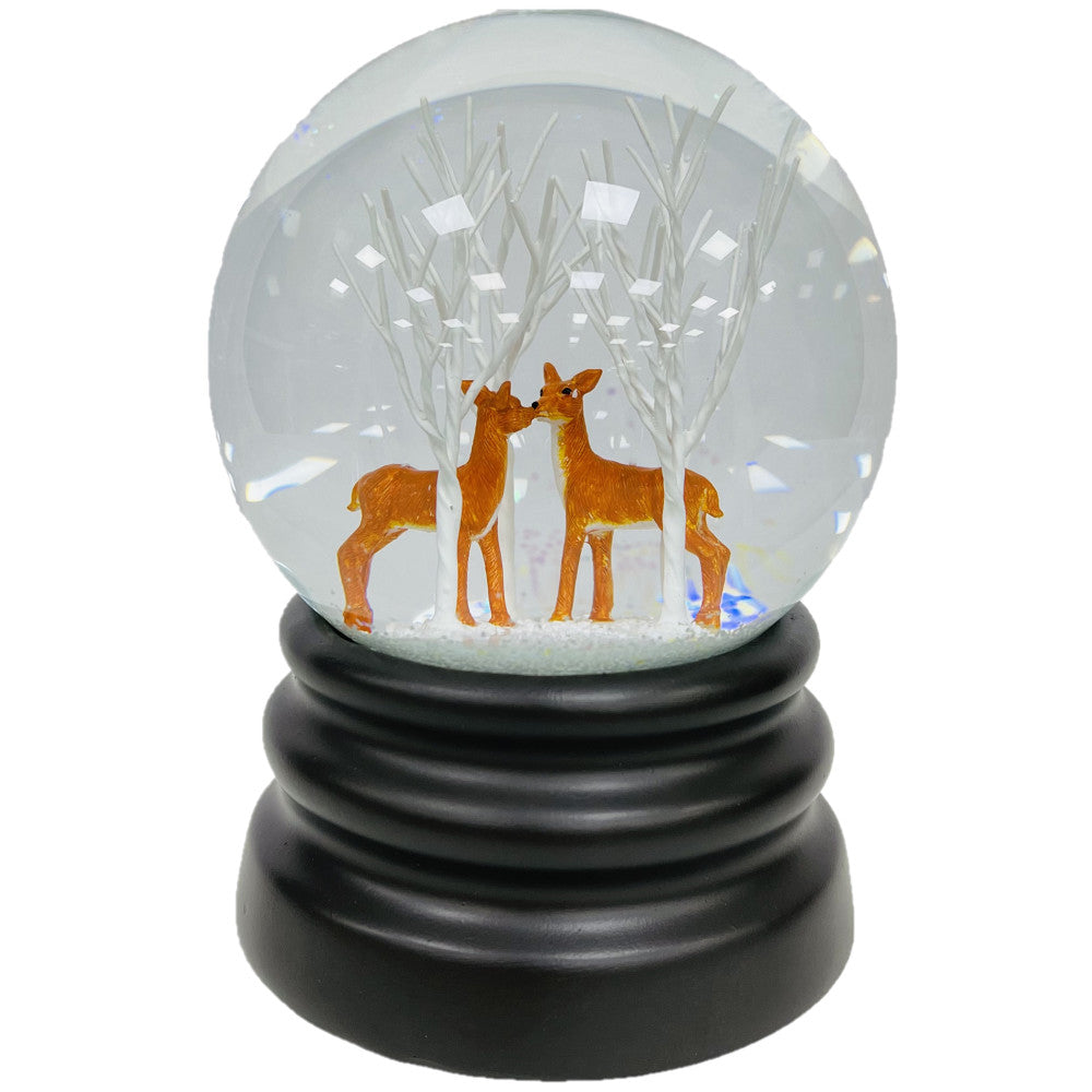 Ashfield & Harkness Musical Deer and Tree Winter Snow Globe