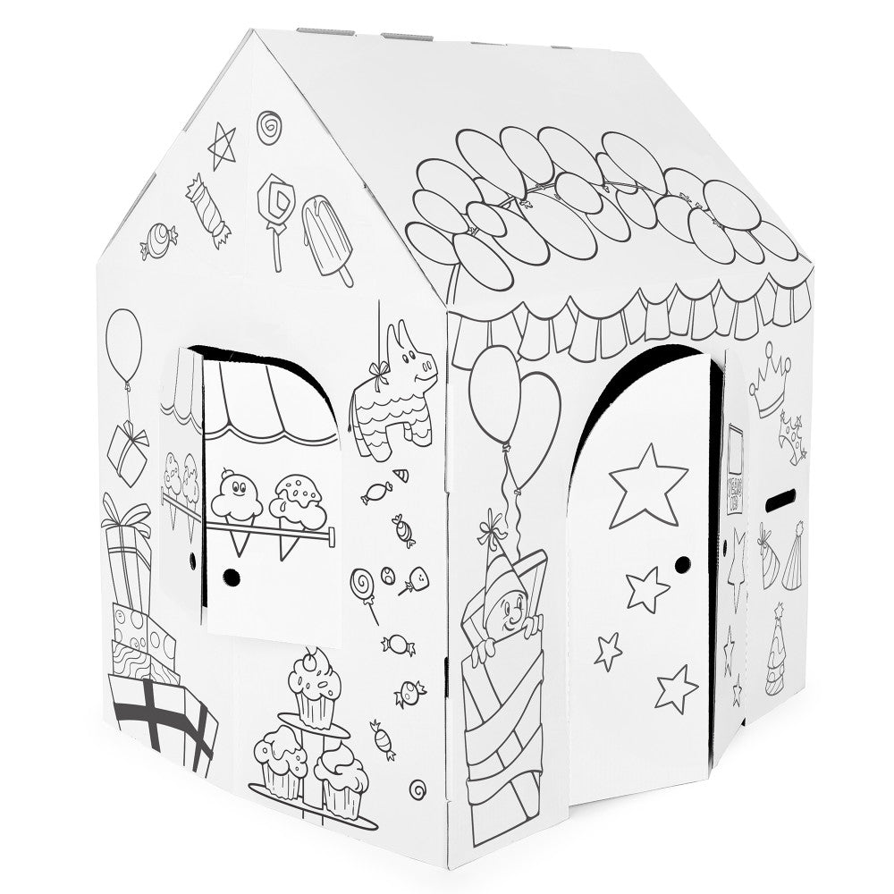 Easy Playhouse Birthday Art & Craft Cardboard Fort for Kids – Toys