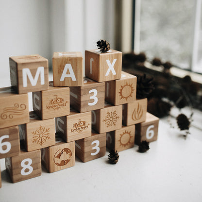 Kinderfeets: Bamboo ABC Blocks - 18pc Set, Build & Stack Toy