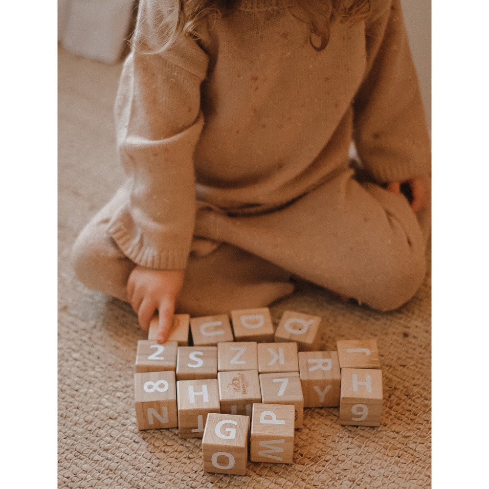 Kinderfeets: Bamboo ABC Blocks - 18pc Set, Build & Stack Toy