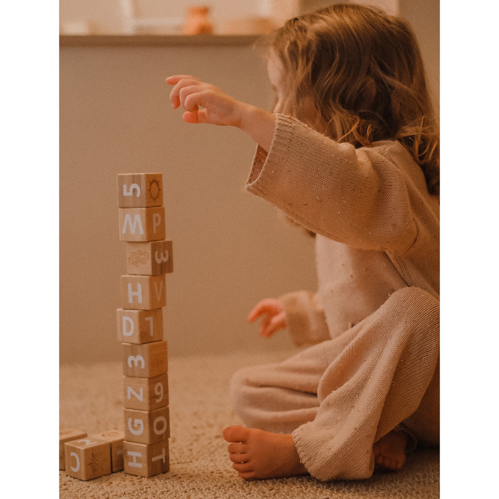 Kinderfeets: Bamboo ABC Blocks - 18pc Set, Build & Stack Toy