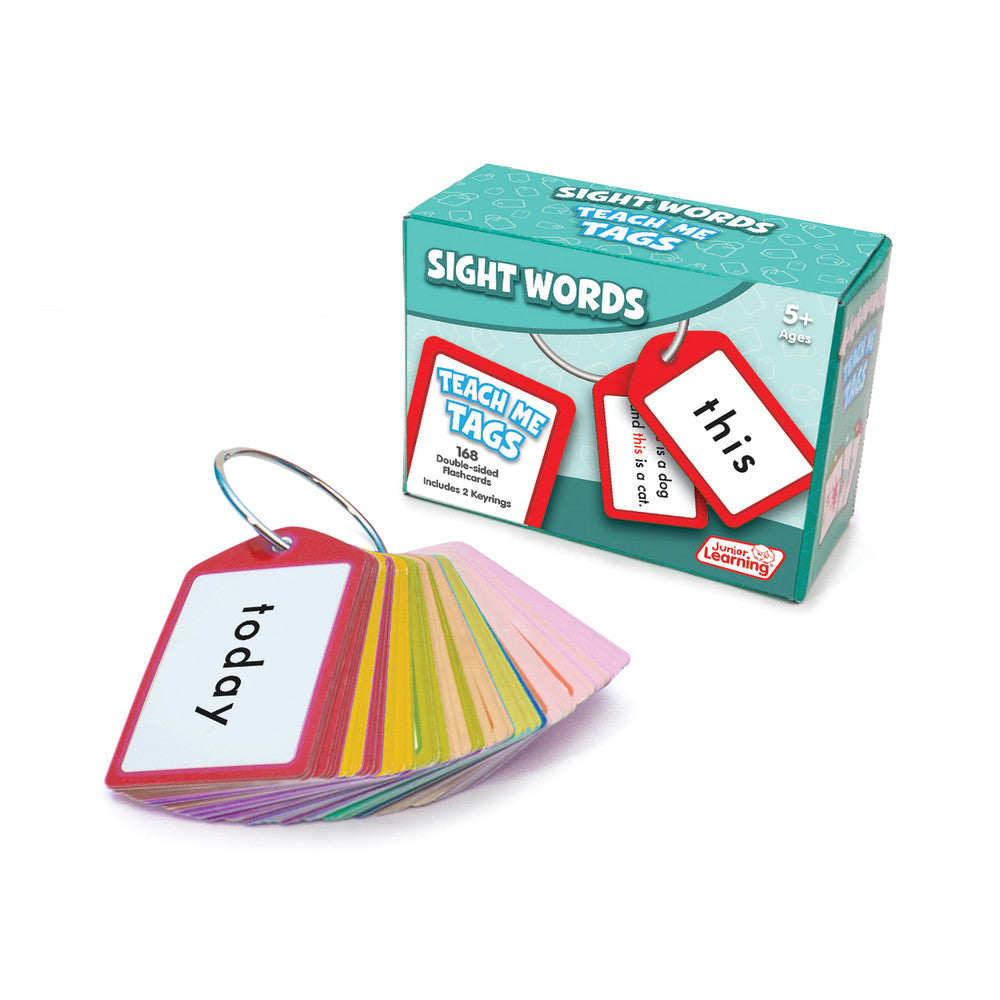 Junior Learning Sight Words Teach Me Tags - Educational Flashcards Set for Ages 5-6