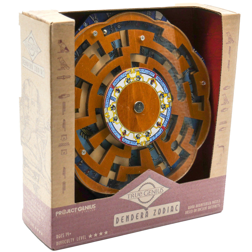 True Genius Dendera Zodiac Wooden Maze Puzzle - Medium Difficulty