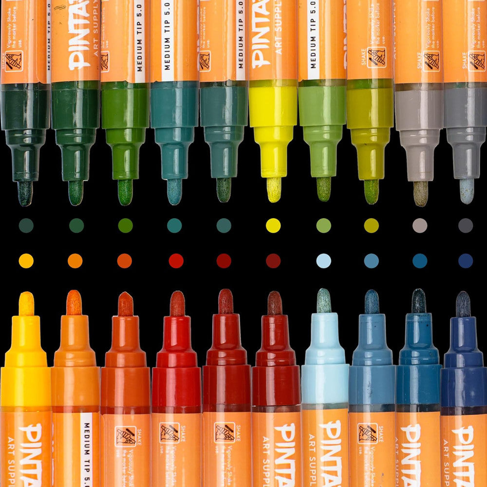 Pintar: Acrylic Paint Markers: Earth Tone - Medium Tip 5mm, 20 Pack - Rich Opague Colors