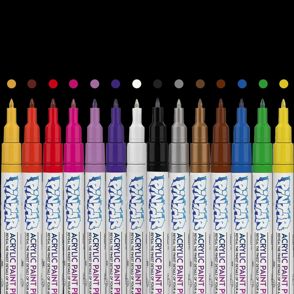 Pintar: Acrylic Paint Markers: Extra Fine Tip .7mm, 14 Pack-Bright Opague Colors