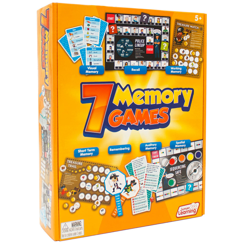 Junior Learning 7 Memory Challenge Games Set for Grades K-6