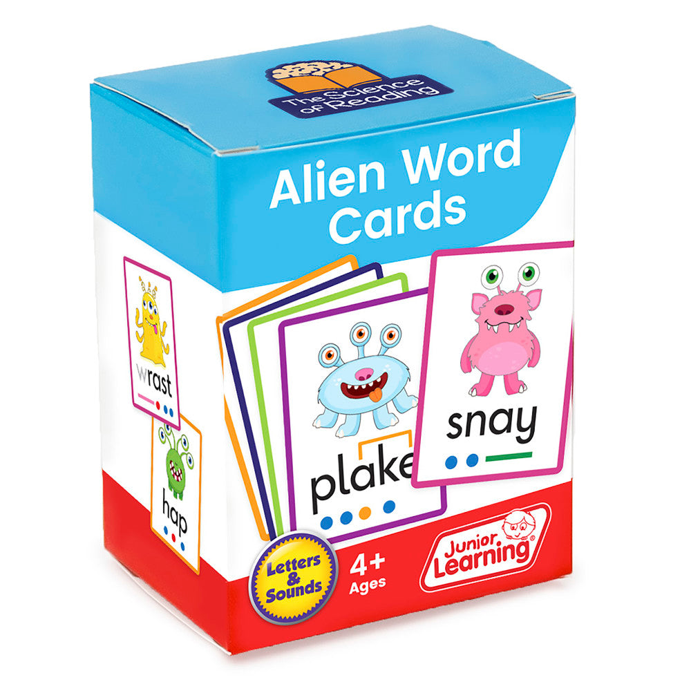 Junior Learning Alien Word Flashcards - Phonics Decoding Skills Enhancer