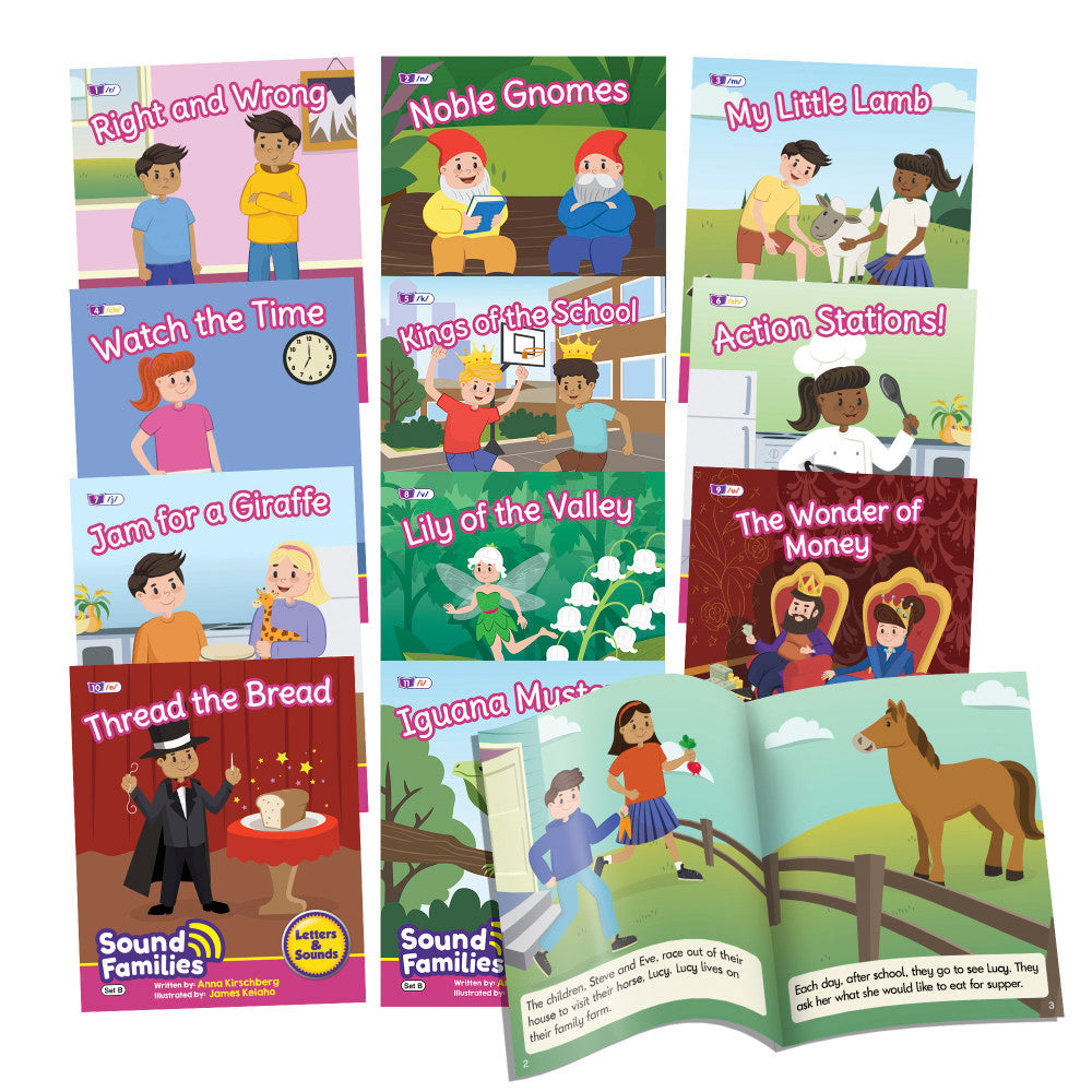 Junior Learning 12-Piece Decodable Readers Set - Consonant Sound Families