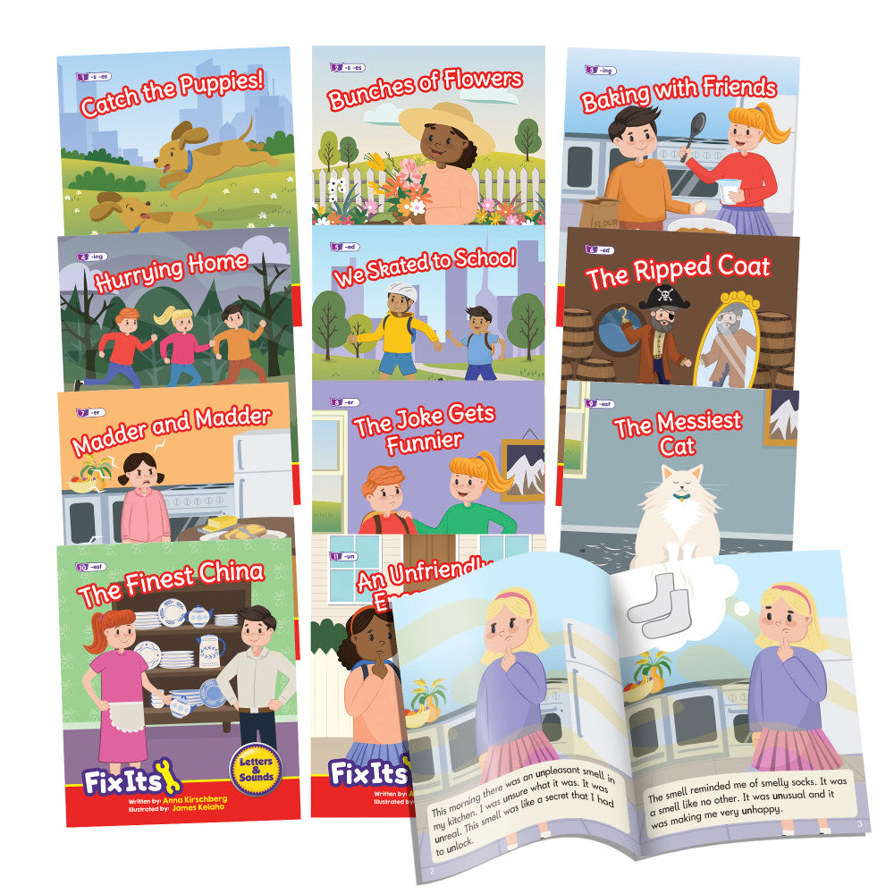 Junior Learning 12-Piece Decodable Readers Set - Suffixes & Prefixes