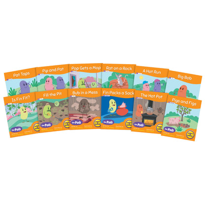 Junior Learning 12-Piece Decodable Readers Set - The Pods Phase 2 Letter Sounds