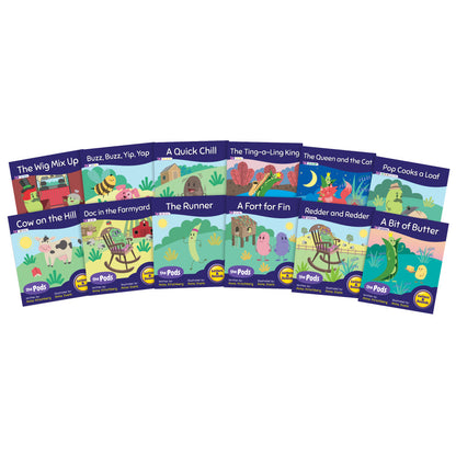 Junior Learning 12-Piece Decodable Readers Set - The Pods Phase 3 Phonics