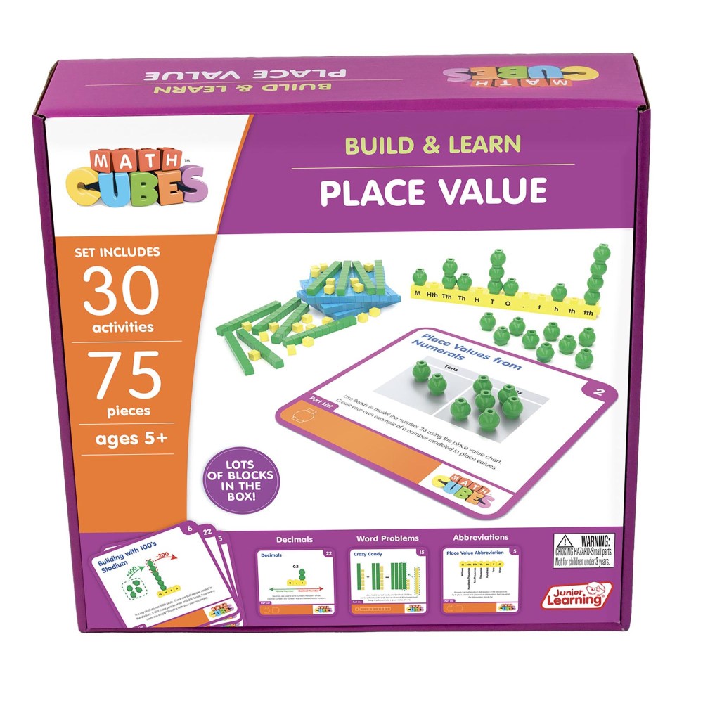 Junior Learning Mathcubes - Interactive Place Value Learning Set - 30 Activities