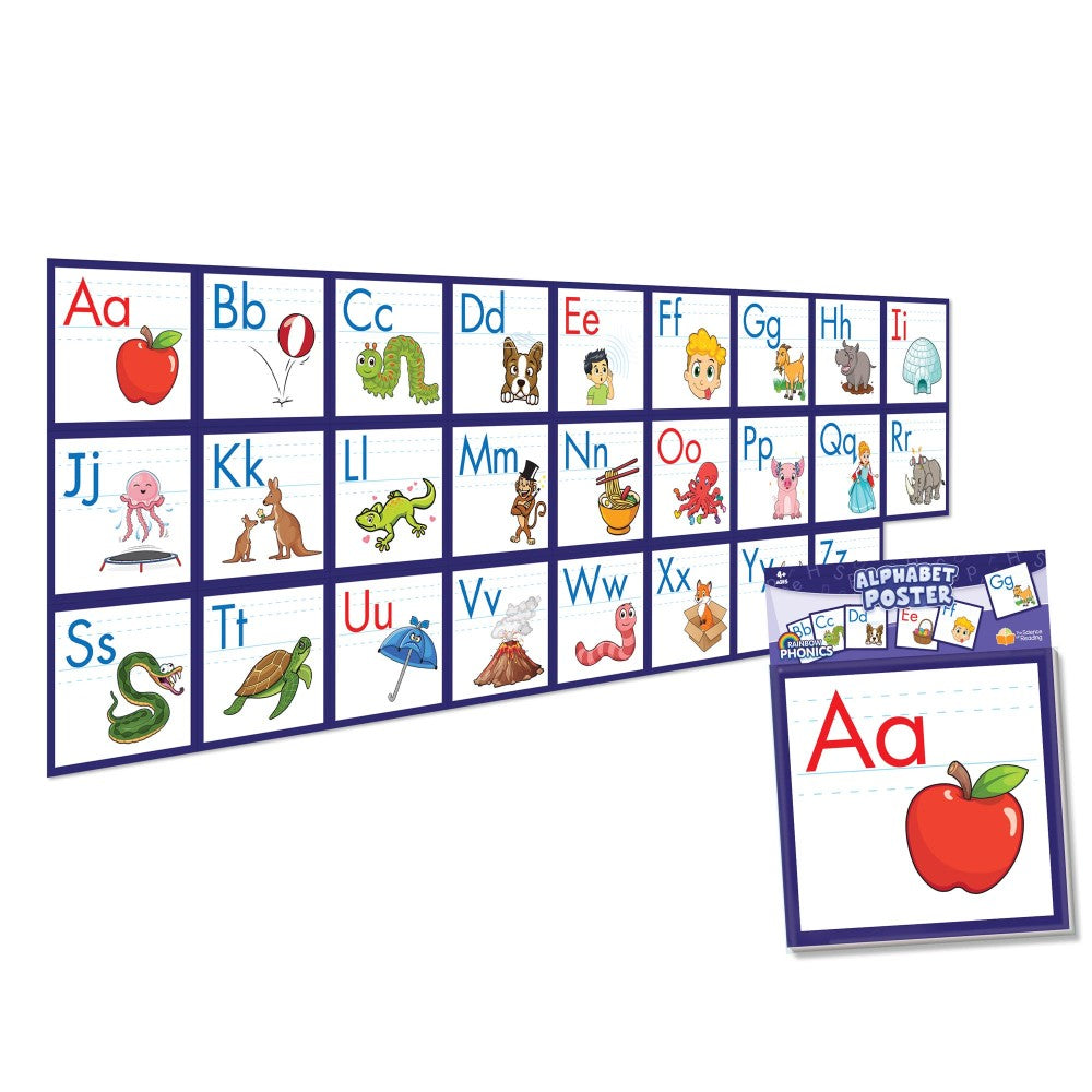 Junior Learning Rainbow Phonics Alphabet Poster - Educational Tool for Kids Ages 4+