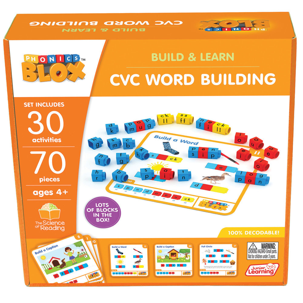 Junior Learning: Rainbow Phonics Blox: CVC Word Building - Phase 2, Kids 4+