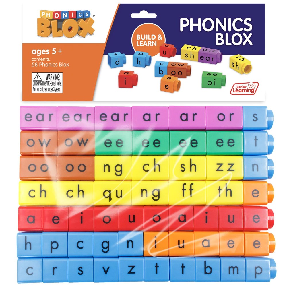 Junior Learning: Rainbow Phonics - Phonics Blox  Set - 58 Color-Coded Blocks