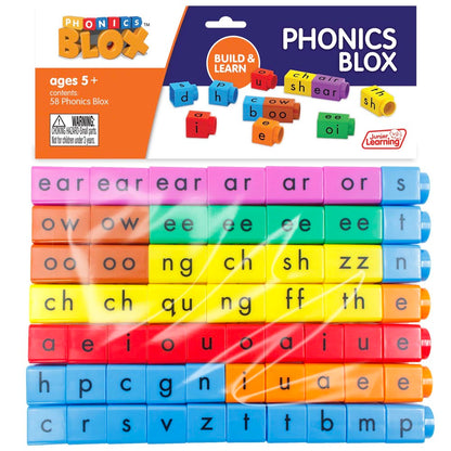 Junior Learning: Rainbow Phonics - Phonics Blox  Set - 58 Color-Coded Blocks