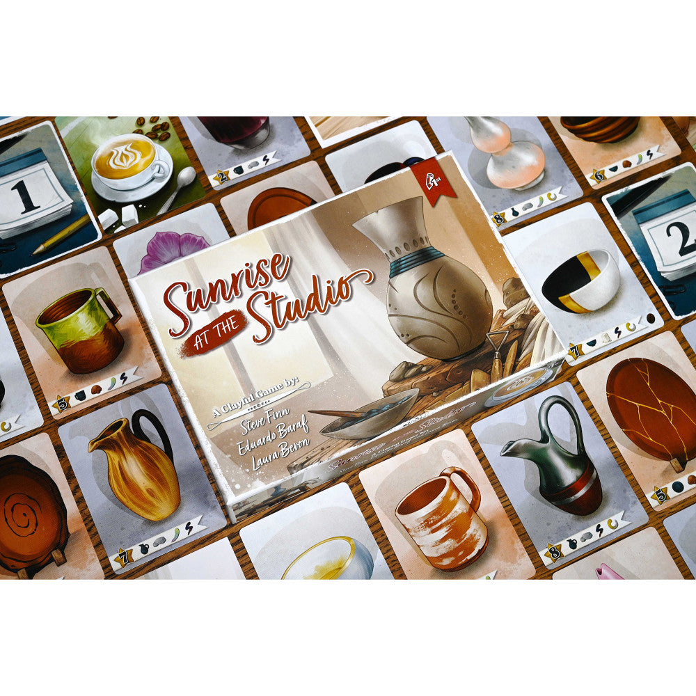 Pencil First Games: Sunrise at the Studio - Pottery Set Collection & Drafting Board Game, Ages 14+, 1-4 Players