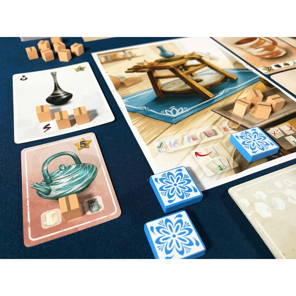 Pencil First Games: Sunrise at the Studio - Pottery Set Collection & Drafting Board Game, Ages 14+, 1-4 Players