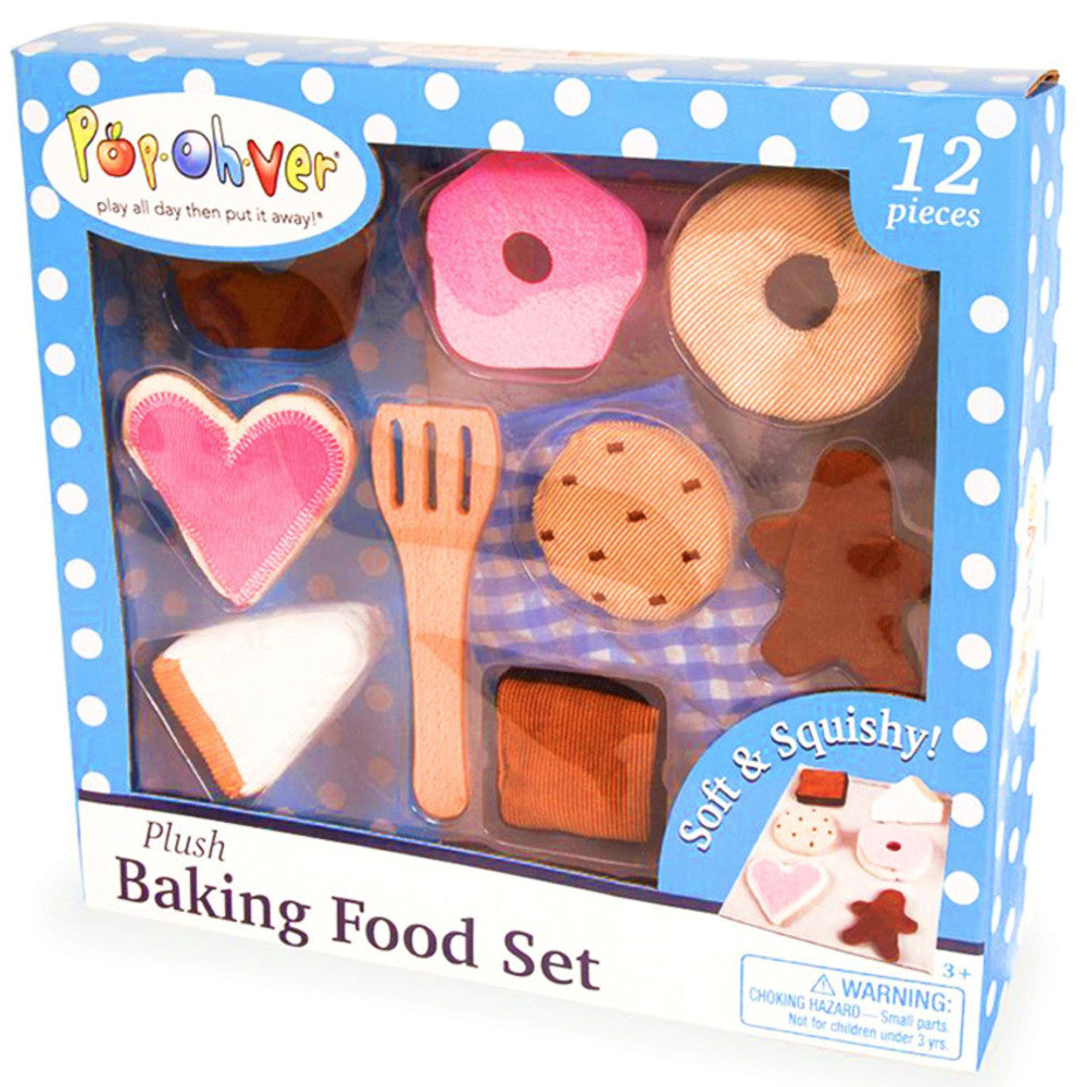 PopOhVer 12-Piece Plush Baking Food Play Set - Donuts & Pastries